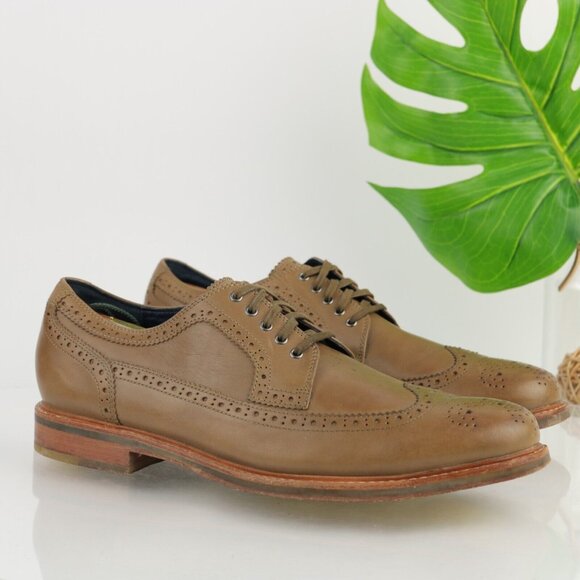 Cole Haan Mens Modern Classics Oxford Size 13 M Tan Leather Wingtip Dress Shoe - Picture 2 of 12